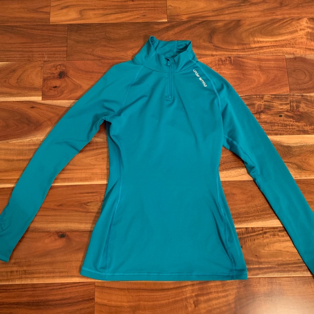 Teal Under Armour coldgear 1/4 zip up, size S, EUC
